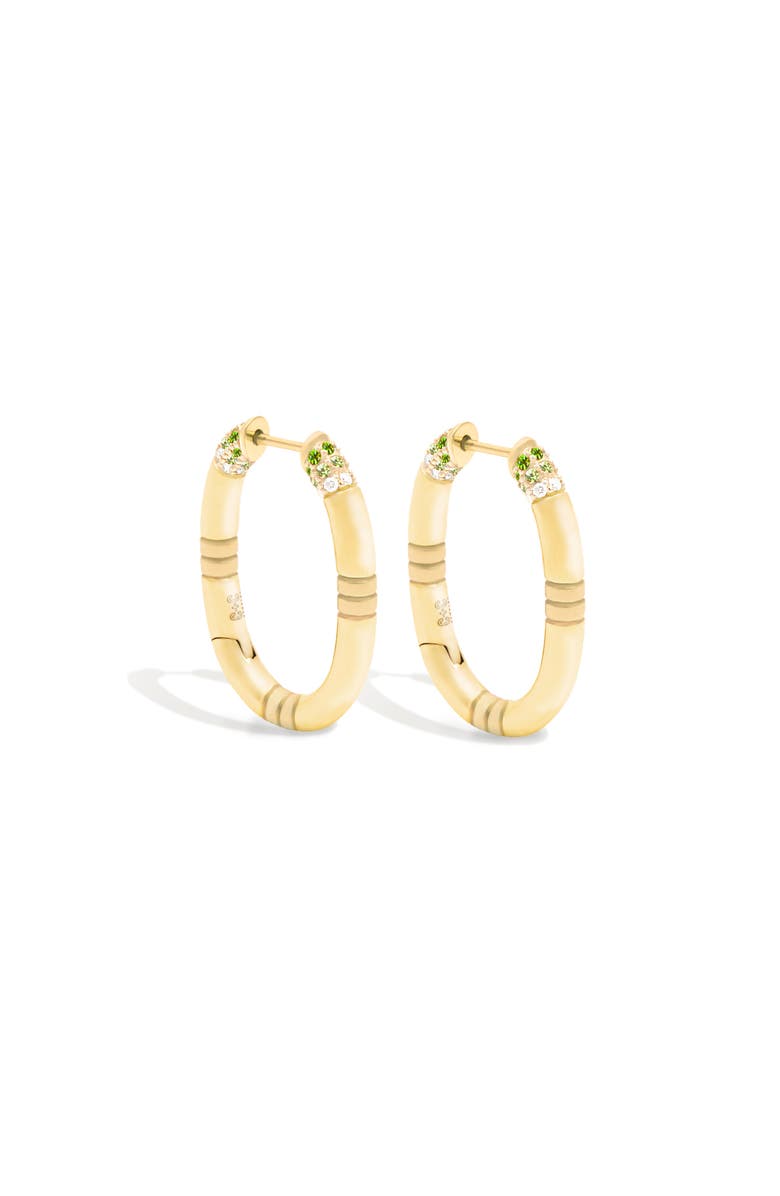 Campbell + Charlotte Crew Oval Small Hoop Earring - Tsavorite & Diamond, Main, color, Diamond, Tsavorite- Gold