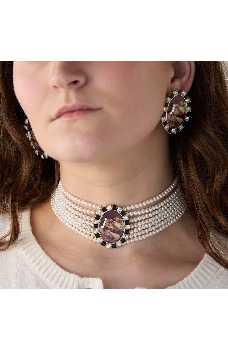 Lele Sadoughi Sleeping Beauty Cameo Multistrand Necklace, Alternate, color, Sleeping Beauty