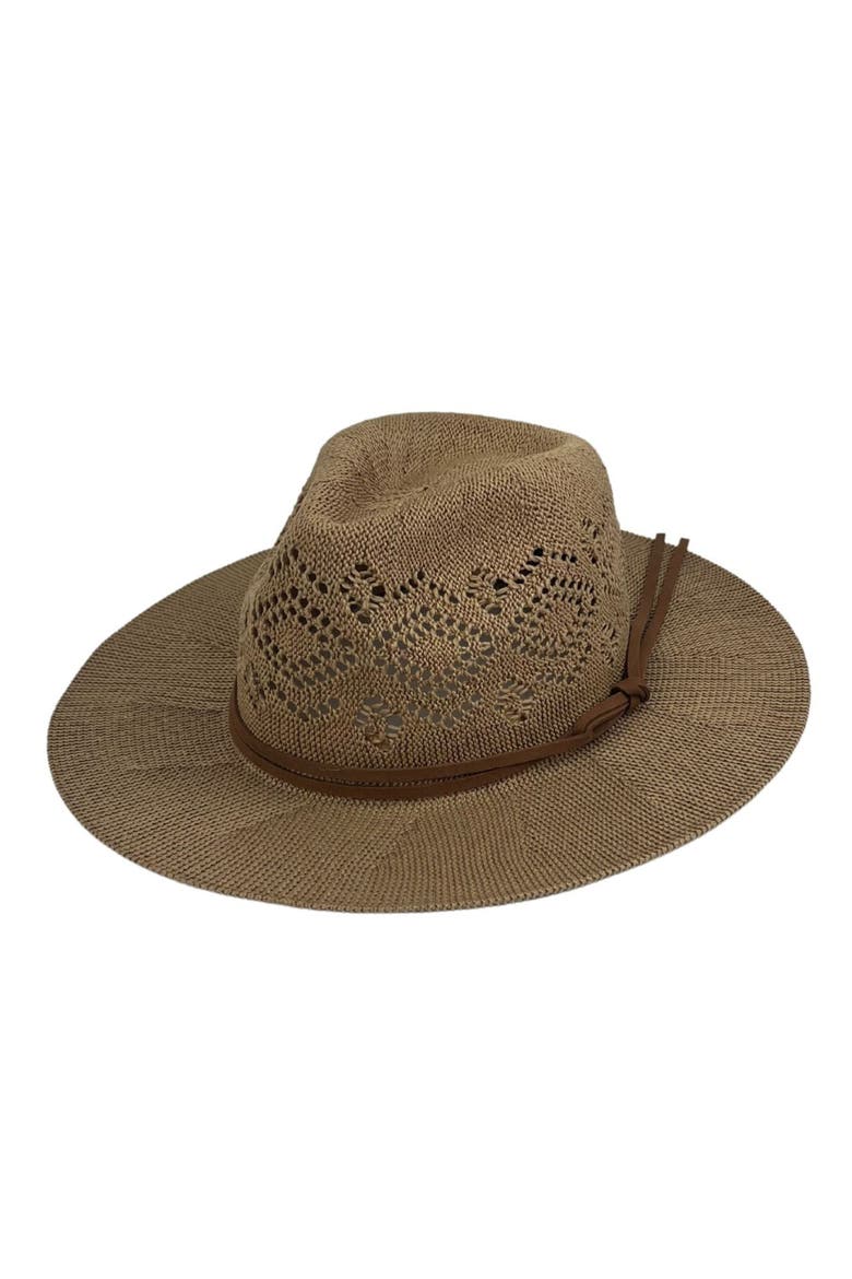 Open Knit Wide Brim Panama Hat, Main, color, DARK TAN