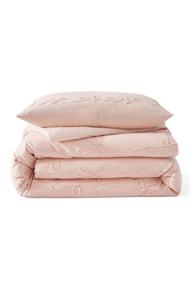 Sasha Bows Comforter & Sham Set, Main, color, BLUSH