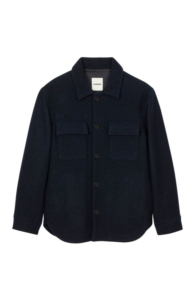 SANDRO Virgin wool overshirt, Alternate, color, Midnight Blue