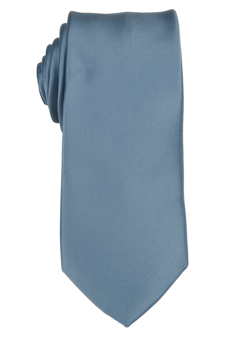 Men's Solid Satin Tie, Main, color, DUSTY BLUE