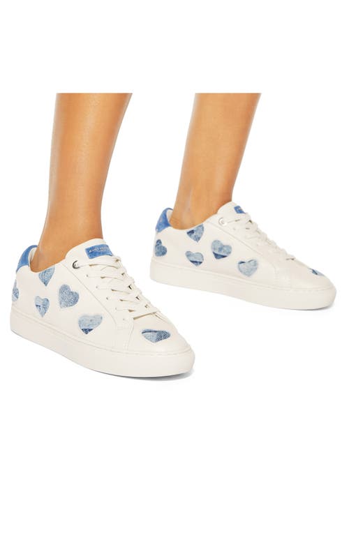 Kurt Geiger Lane Love Leather Sneakers In Blue Denim