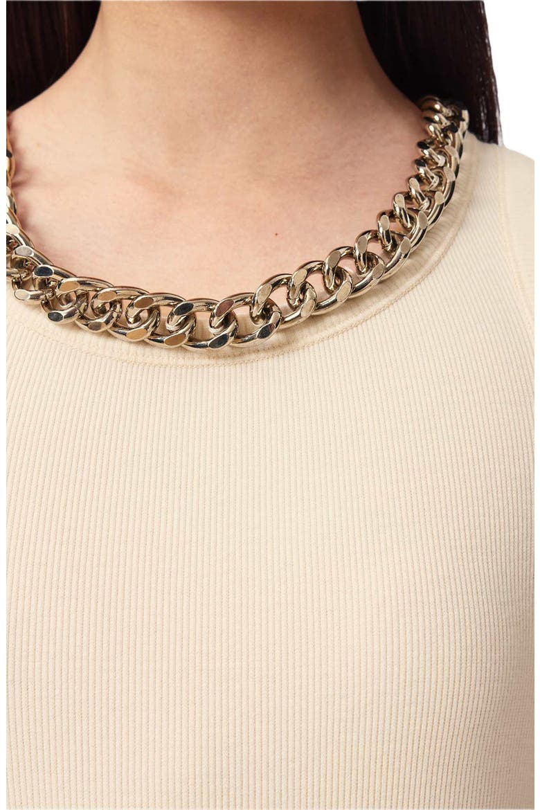 Lucy Chain Embellished Rib Knit Cotton Blend Tank, Alternate, color, MALLOW WHITE