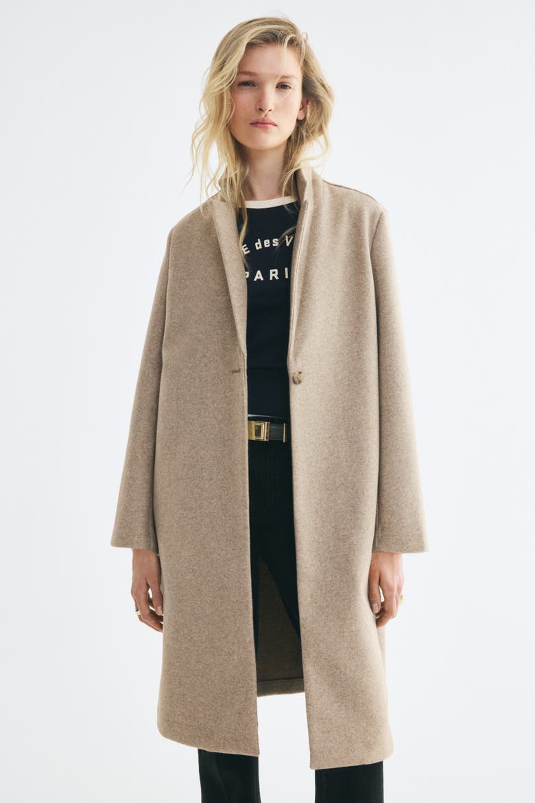 Single-Breasted Coat, Alternate, color, Light taupe