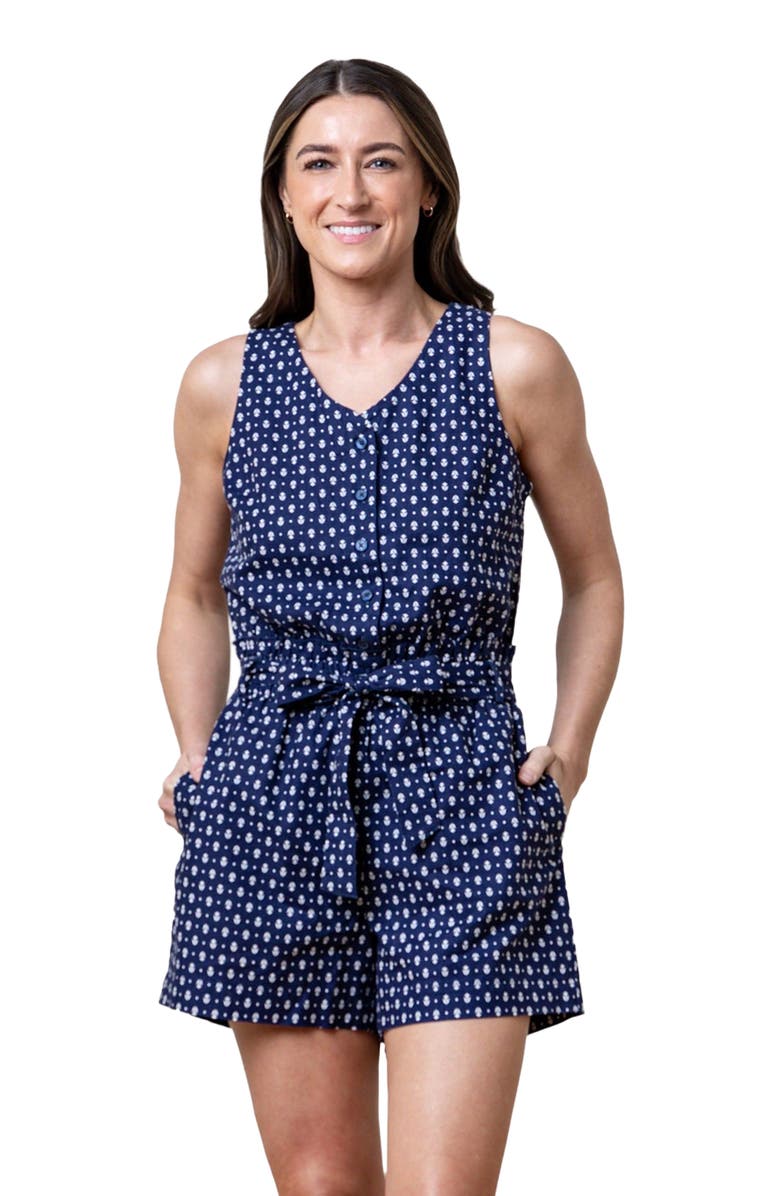 Hope & Henry Women's Sleeveless Linen Button Front Romper, Main, color,