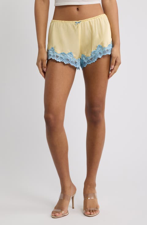 Lace Trim Satin Shorts