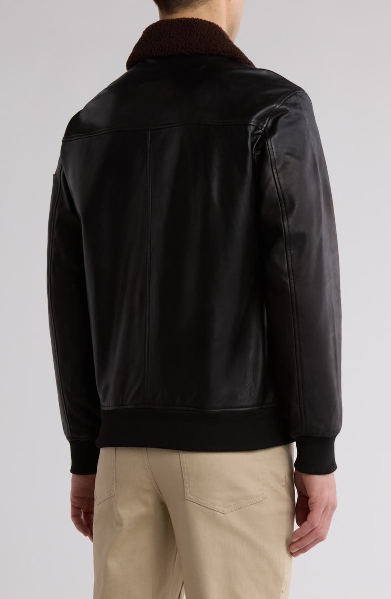 Slate & Stone Faux Shearling Collar Leather Aviator Jacket, Alternate, color, Black