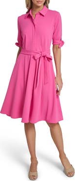 Calvin Klein Tie Sleeve Crepe Shirtdress