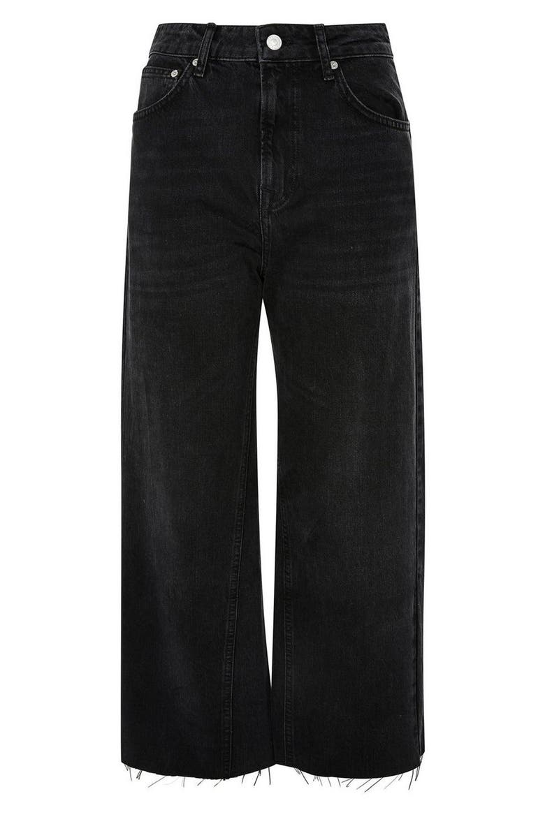 High Waist Wide Leg Crop Jeans, Alternate, color, WASHED BLACK