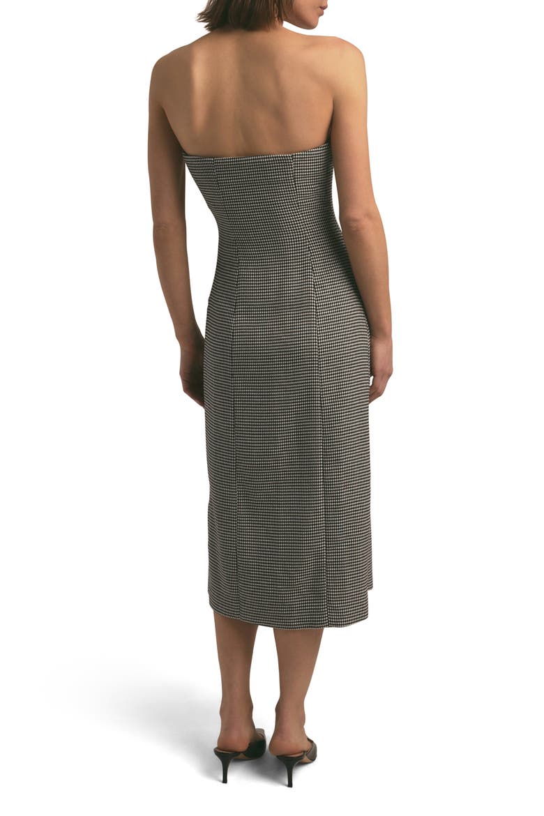 The Phoebe Strapless Midi Dress, Alternate, color, MICRO BW HOUNDSTOOTH