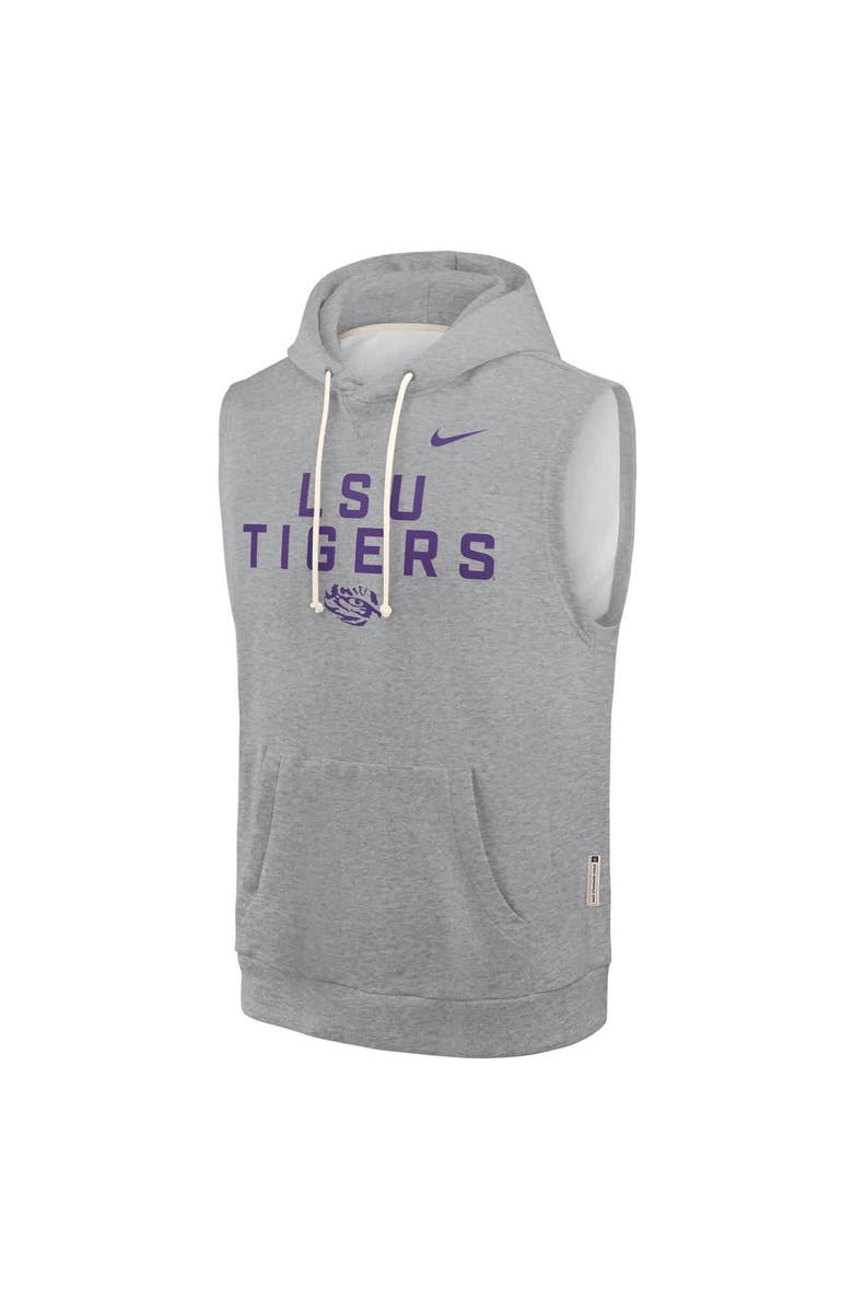 Nike Men's Nike Heather Gray LSU Tigers 2025 Sideline Performance Sleeveless Pullover Hoodie, Alternate, color, 