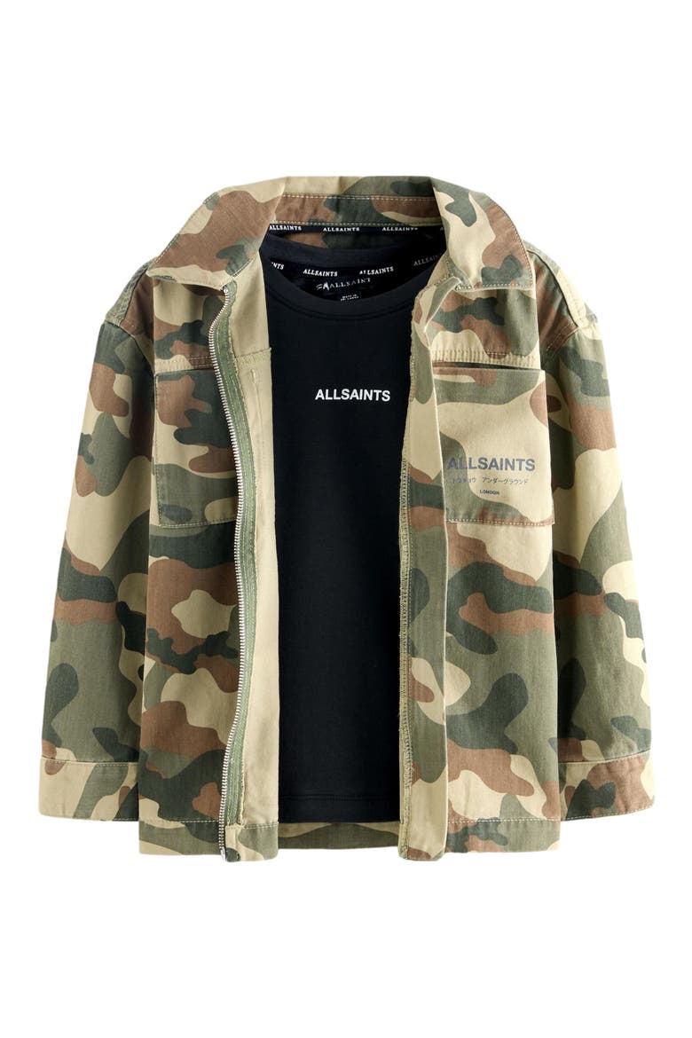 Kids' Camo Shacket & Graphic T-Shirt Set, Main, color, GREEN