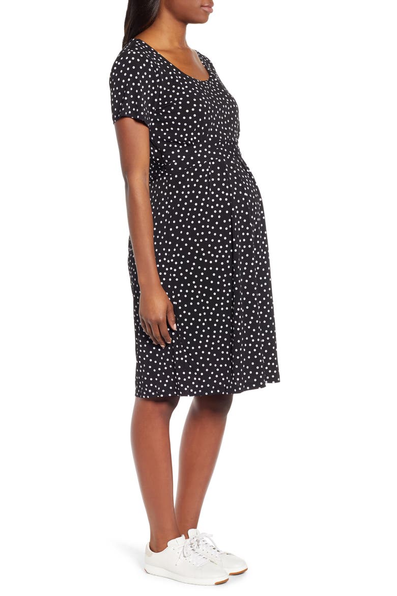 Busy Mommy Empire Waist Maternity/Nursing Dress, Alternate, color, BLACK