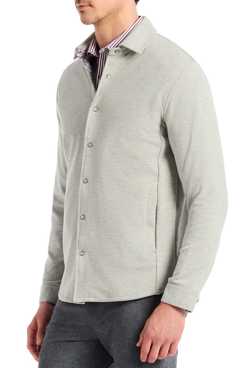 Kellan Knit Snap-Up Shirt Jacket, Alternate, color, LIGHT GREY