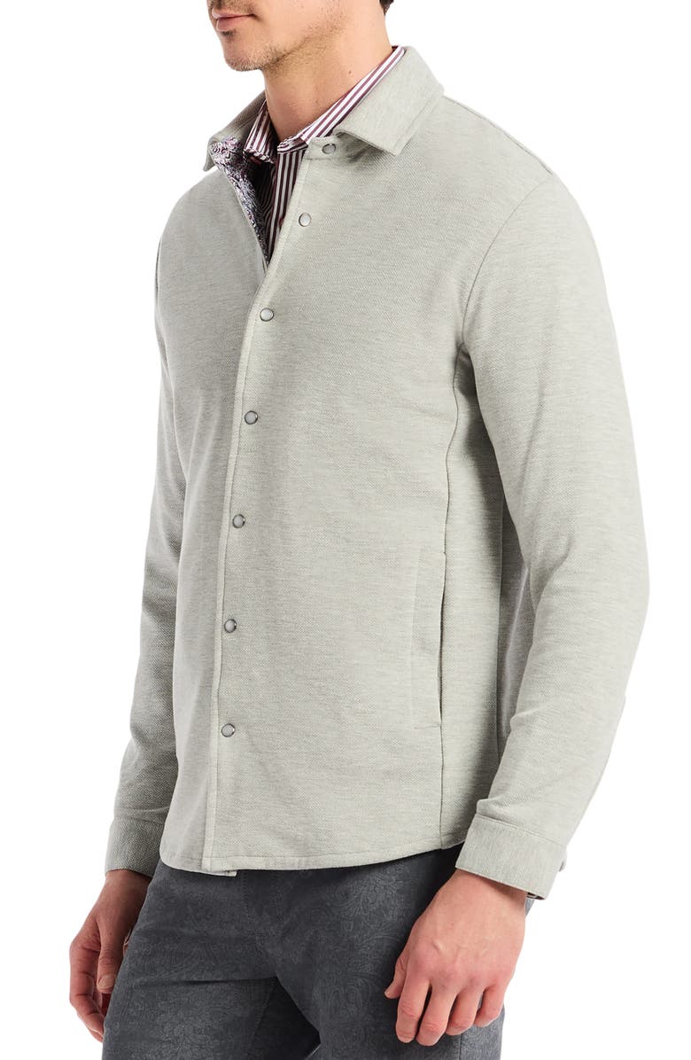 Robert Graham Kellan Knit Snap-Up Shirt Jacket, Alternate, color, Light Grey