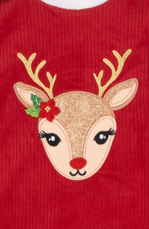 Rare Editions Kids' Corduroy Reindeer Appliqué Dress & T-shirt Set In Red