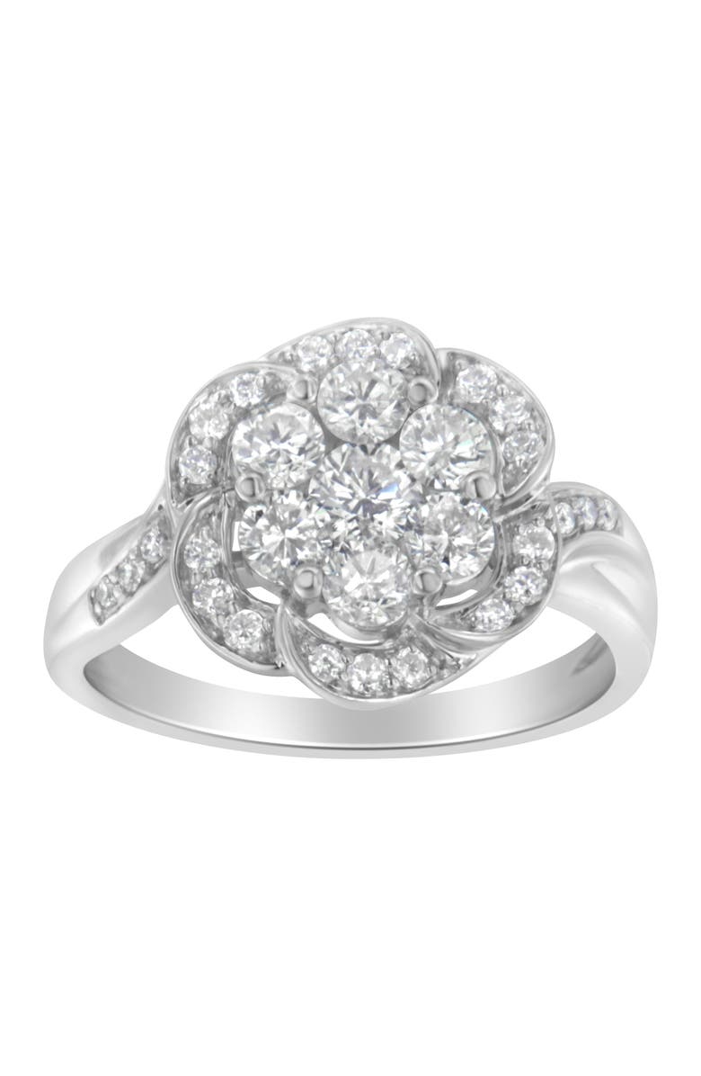 Haus of Brilliance 14K White Gold Floral Cluster 1.00 Cttw Diamond Ring, Alternate, color, White Gold
