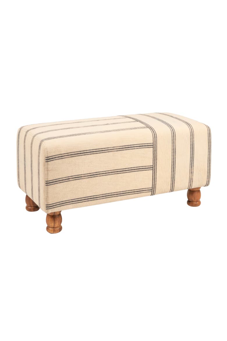 Ticking Stripe Ottoman Bench, Main, color, White