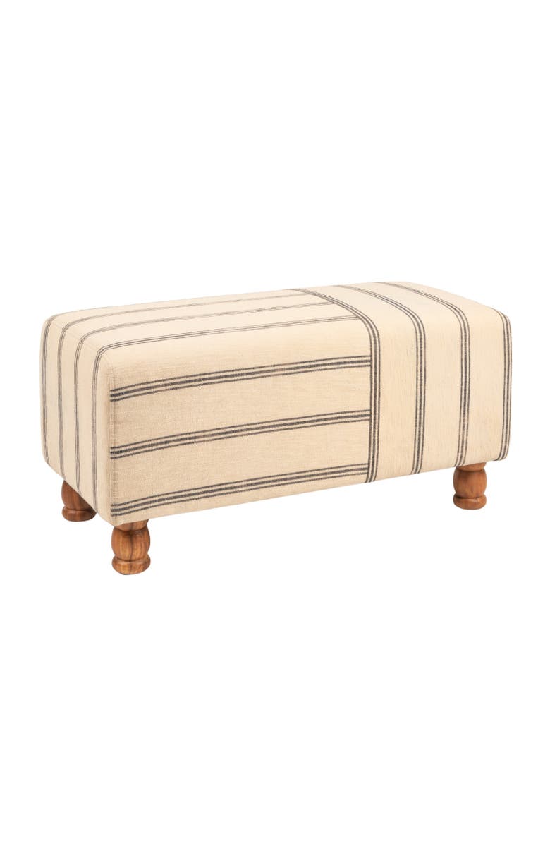 Olive Grove Ticking Stripe Ottoman Bench, Main, color, White