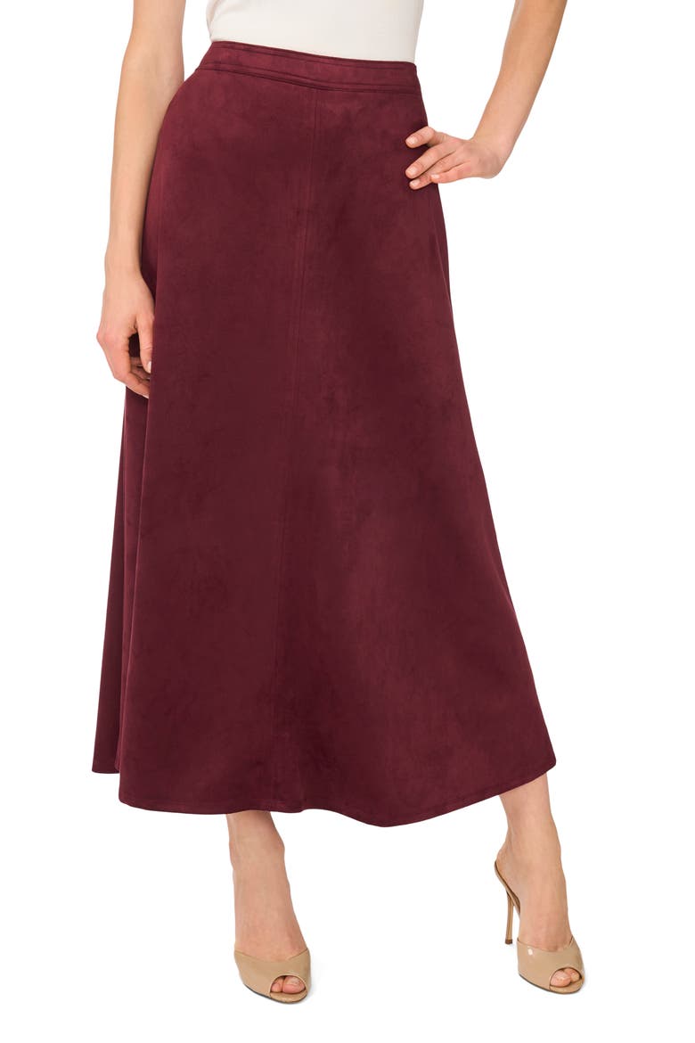 Faux Suede A-Line Skirt, Main, color, CRISP MERLOT