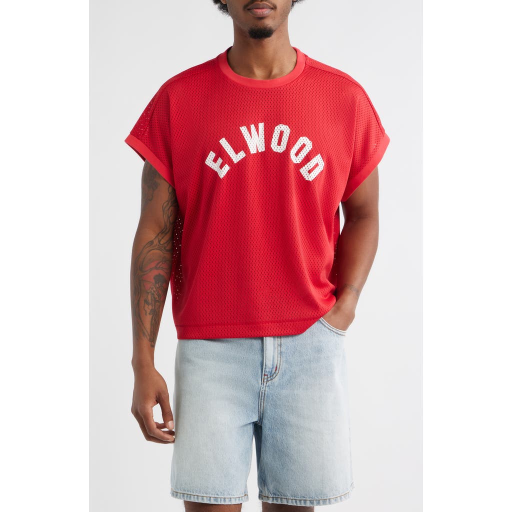 Elwood Logo Mesh Graphic T-shirt In Red