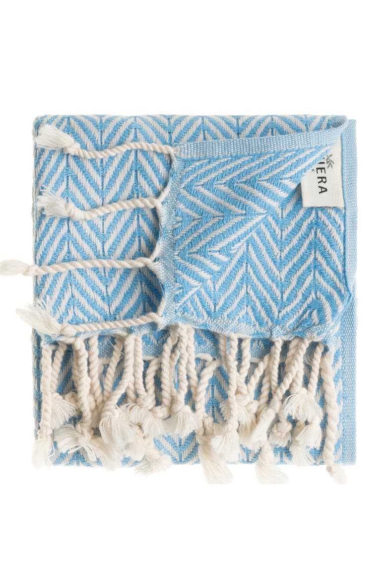Herringbone Turkish Cotton Hand Towel Bundle, Alternate, color, Sky Blue