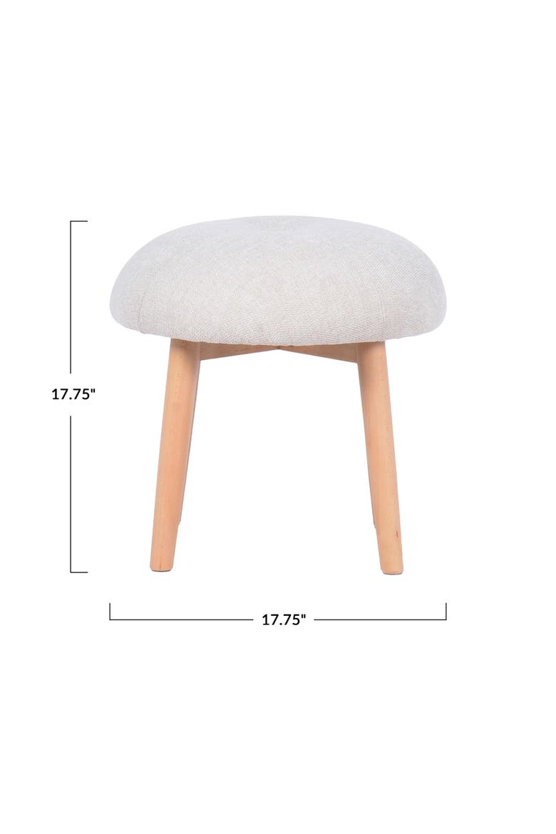 Tufted Fabric Upholstered Stool with Beech Wood Legs, Alternate, color, Cream