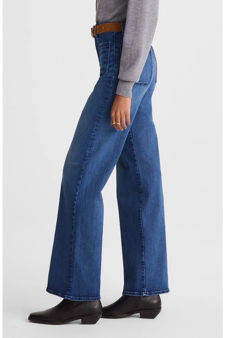 Emmy Patch Pocket High Waist Wide Leg Jeans, Alternate, color, PELION WASH