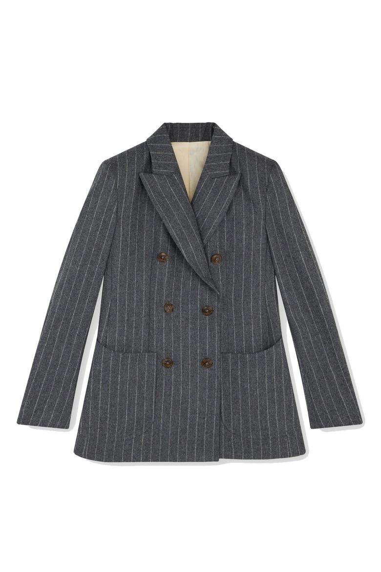 Brandy Classic Double-Breasted Pinstripe Jacket, Main, color, MELANGE