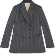 Fortela Brandy Classic Double-Breasted Pinstripe Jacket