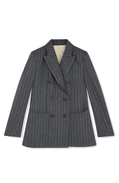 Fortela Brandy Classic Double-breasted Pinstripe Jacket In Black