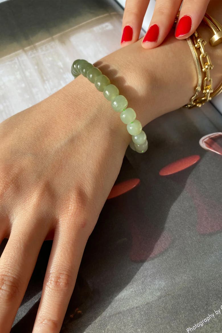 Ombre Beaded jade bracelet, Alternate, color, Green