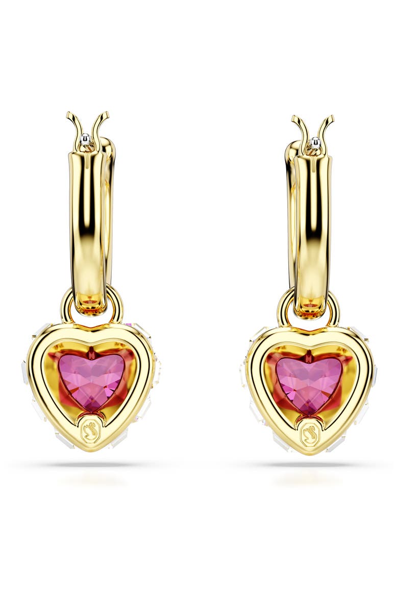 Chroma Heart Drop Hoop Earrings, Alternate, color, RED