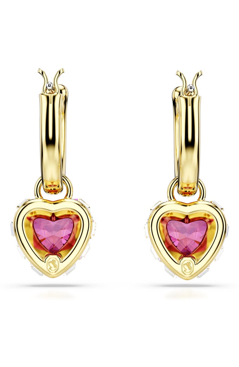 Swarovski Chroma Heart Drop Hoop Earrings, Alternate, color, Red