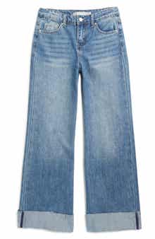 Tractr Kids' Cuffed Wide Leg Jeans