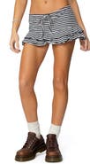 EDIKTED Avia Stripe Ruffle Drawstring Miniskirt