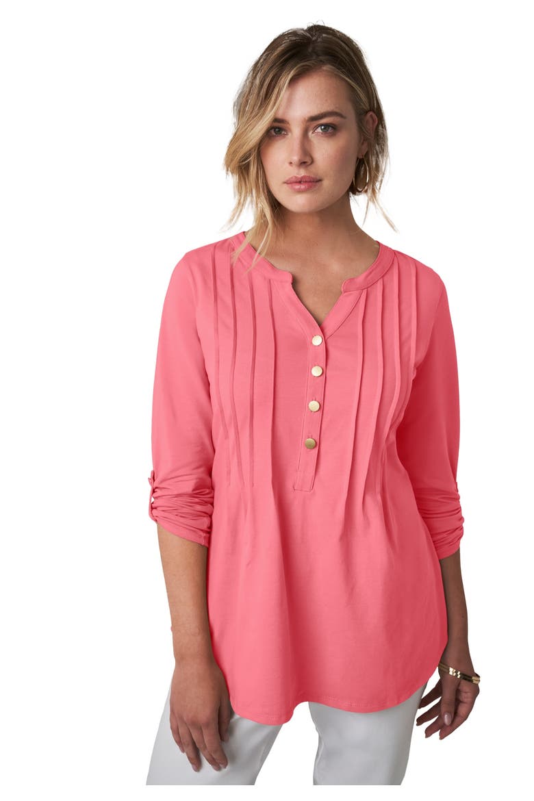 Stretch Pleated Tunic, Main, color, TEA ROSE