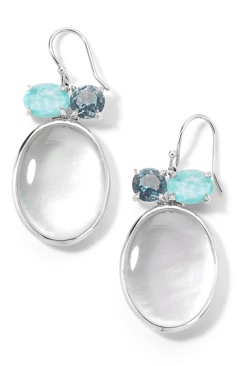 Ippolita Rock Candy Luce 3-Stone Sterling Silver Drop Earrings, Main, color, 