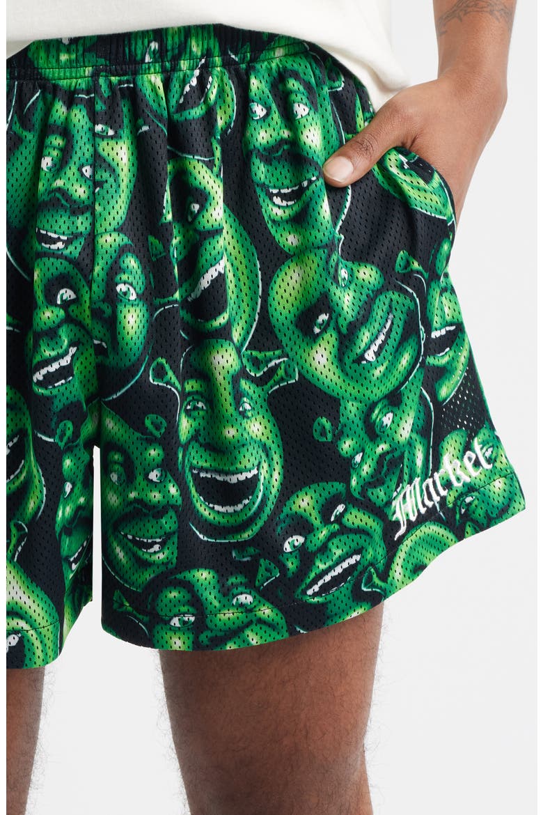 x Shrek™ Print Mesh Shorts, Alternate, color, GREEN