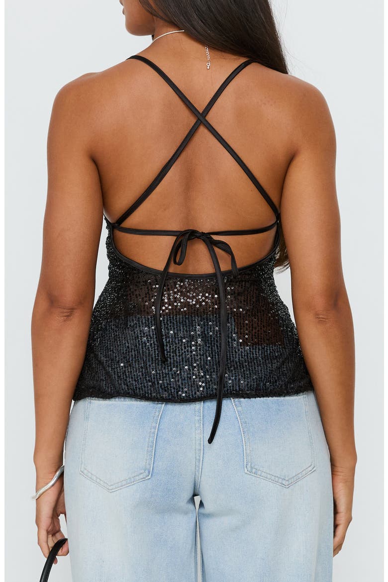 Opaline Sequin Cami Top, Alternate, color, BLACK