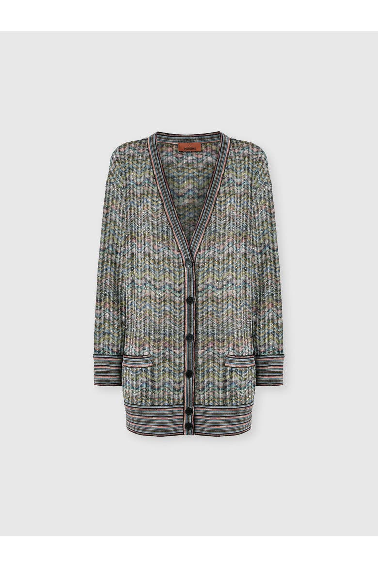 Oversized Viscose-blend Cardigan With Sequins, Main, color, Multicoloured