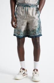 AMIRI Monogram Bandana Print Silk Shorts