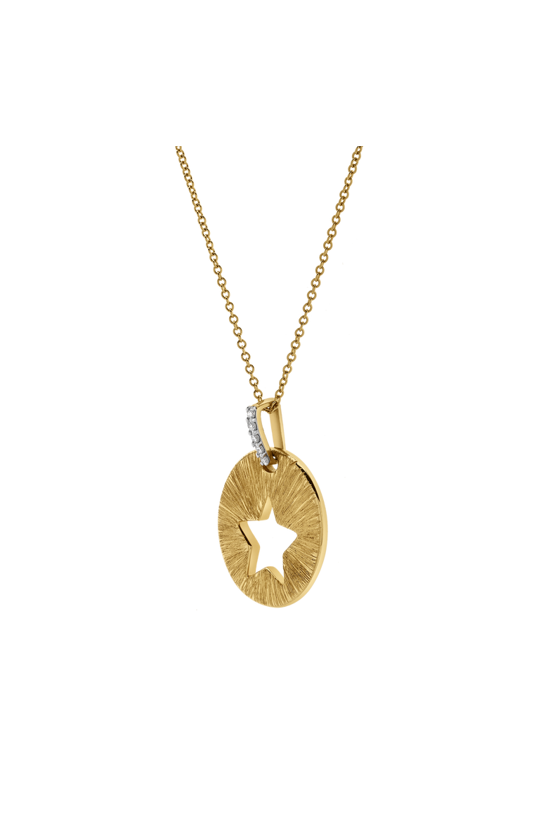 LuvMyJewelry Astrid Star Diamond Studded Round Disc Pendant Necklace in 14K Gold, Alternate, color, 14K Yellow Gold
