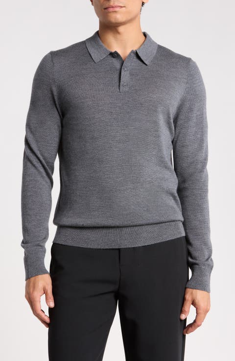 Machine Washable Merino Wool Polo Sweater