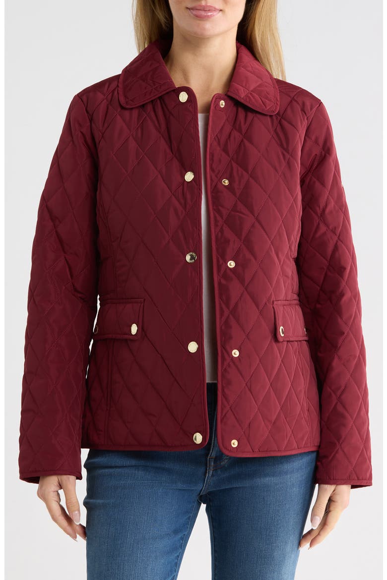 Quilted Snap Barn Jacket, Alternate, color, DEEP RED