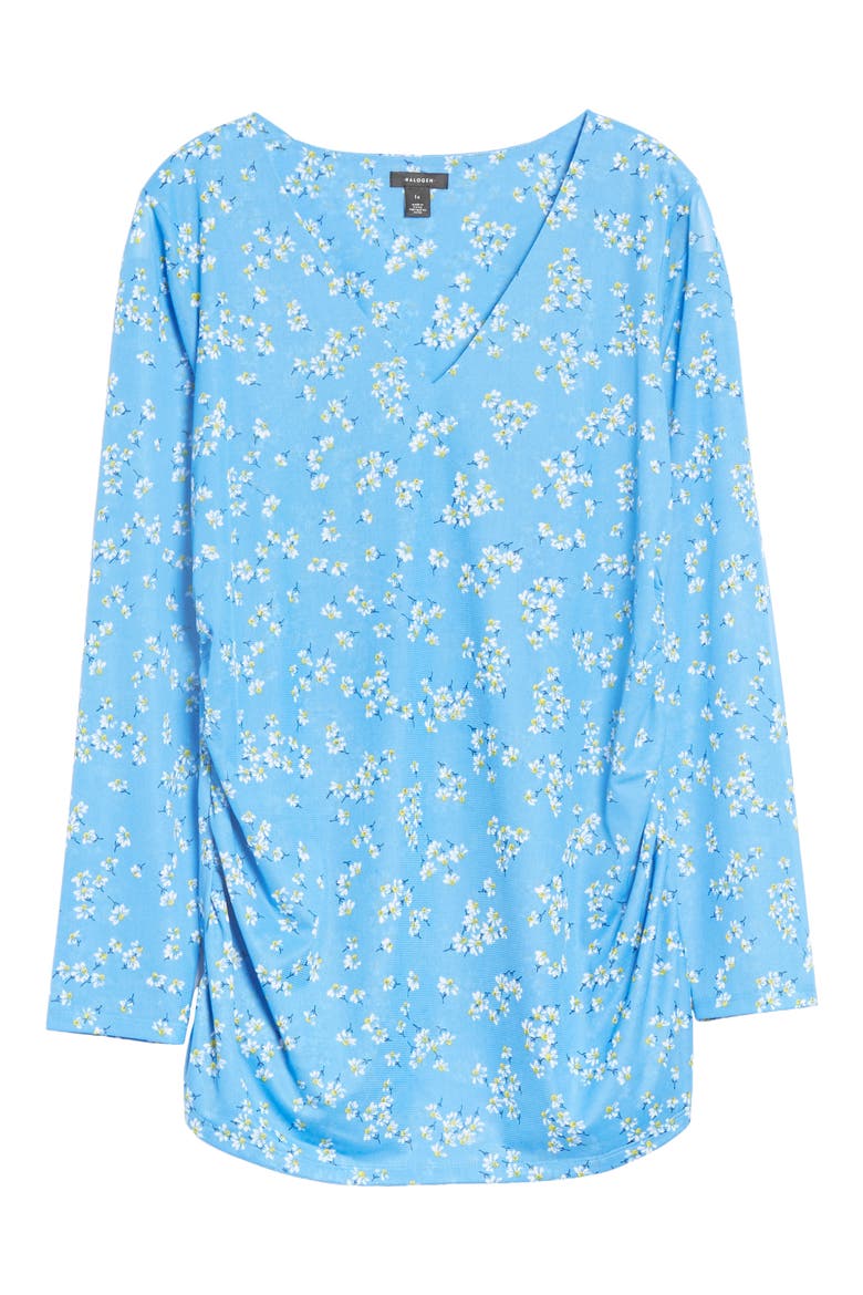 Gathered Mesh Top, Main, color, BLUE CAMP FLORAL