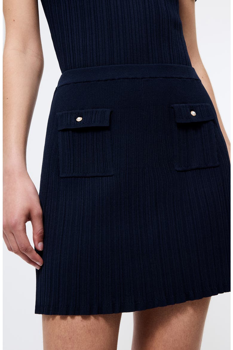 Flap Pocket Ribbed Sweater Miniskirt, Alternate, color, MARINE
