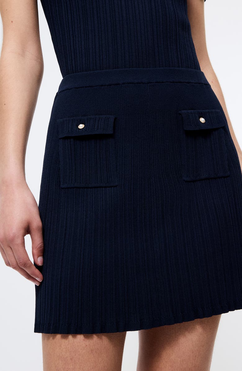 French Connection Flap Pocket Ribbed Sweater Miniskirt, Alternate, color, Marine