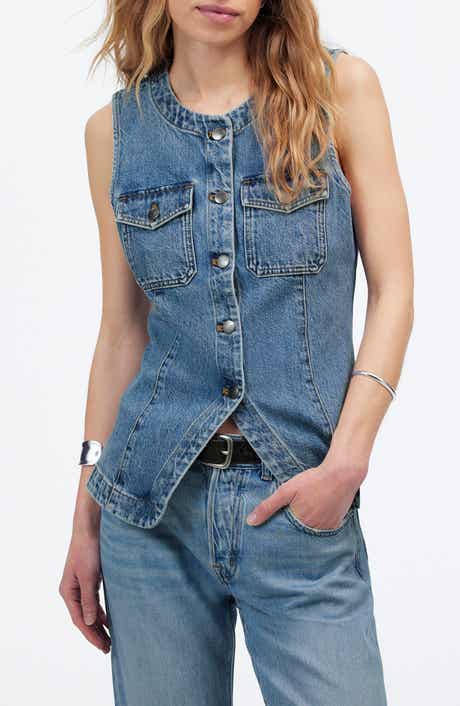 Madewell Denim High Crewneck Vest